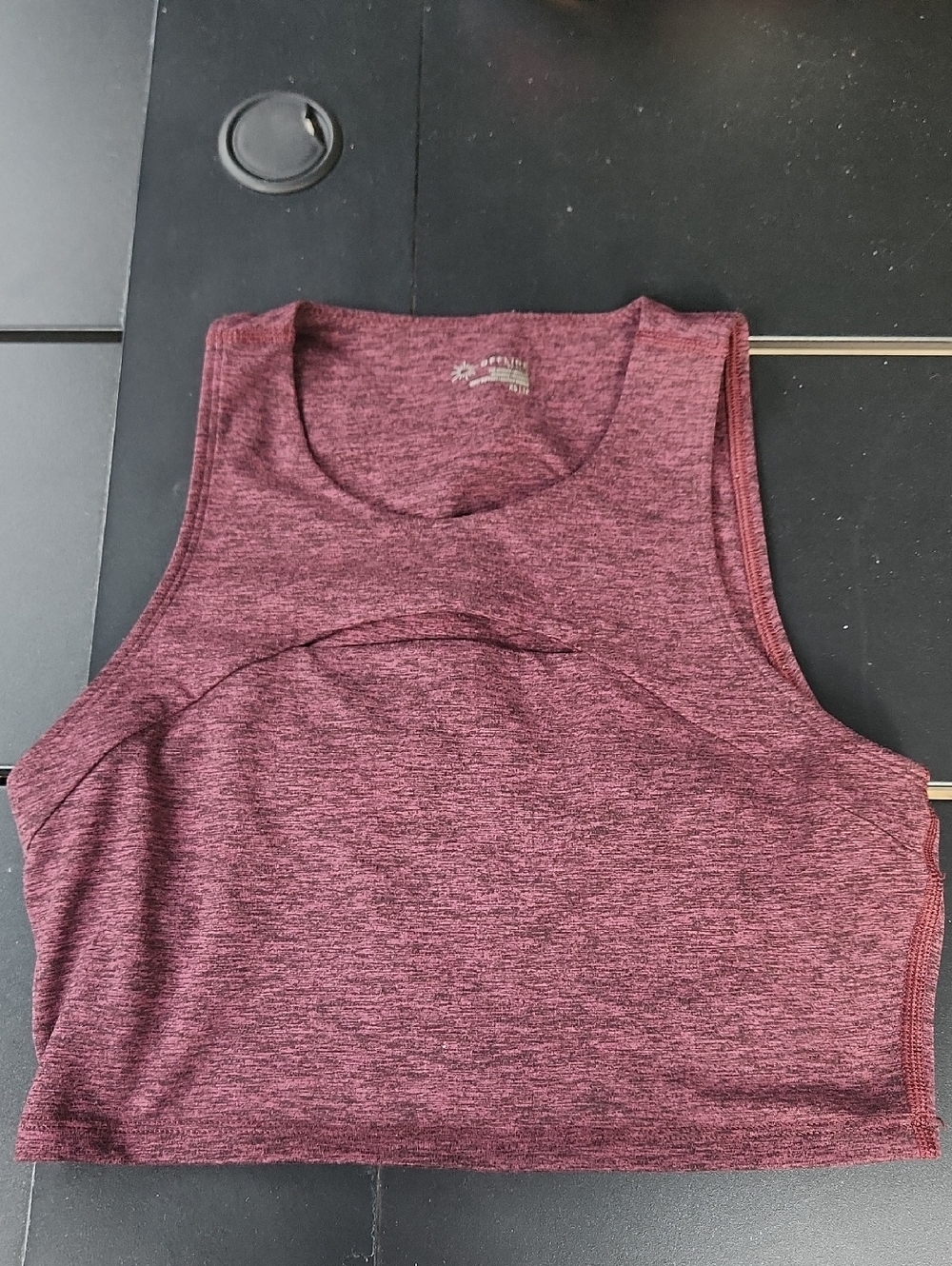 Marled Burgundy Athletic Crop Tank Top